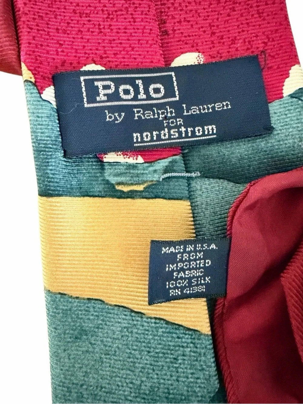 Vintage Polo Ralph Lauren For Nordstrom Silk Golf Tie Handmade USA Retro Golfer